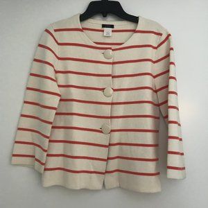 J.Crew Cream & Coral/Orange Striped Cardigan